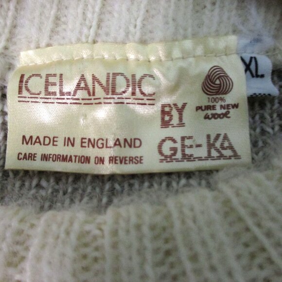 Icelandic by Ge-ka  Fair Isle Vintage Wool Crew Neck Sweater XL Made in England - Picture 5 of 7